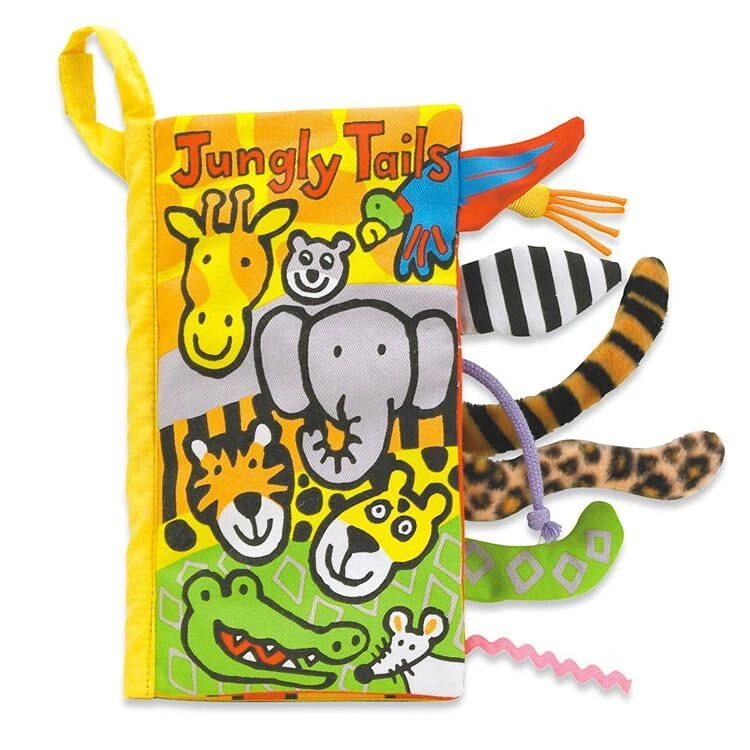 Jellycat Jungly Tails Soft Fabric Book 3 Jellycat Jungly Tails Soft Fabric Book