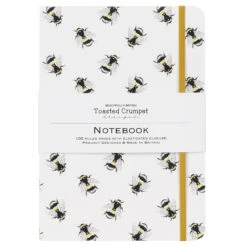 Toasted Crumpet ‘Bumblebees’ White A5 Lined Notebook
