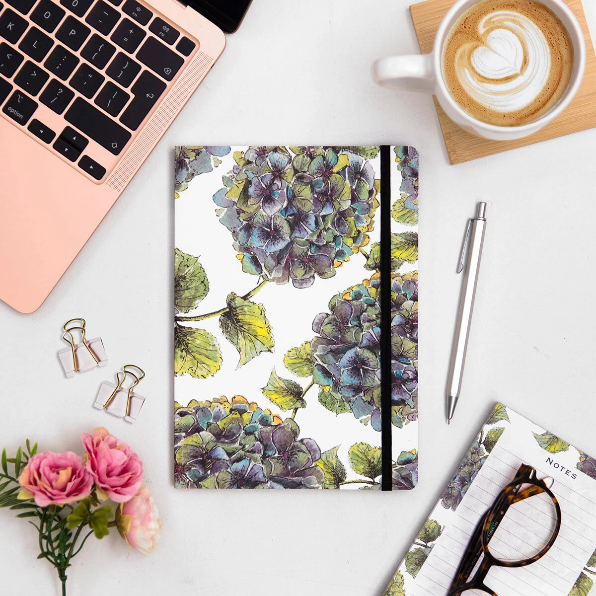 Toasted Crumpet ‘Hydrangea’ White A5 Lined Notebook 4 Toasted Crumpet ‘Hydrangea’ White A5 Lined Notebook - Image 2