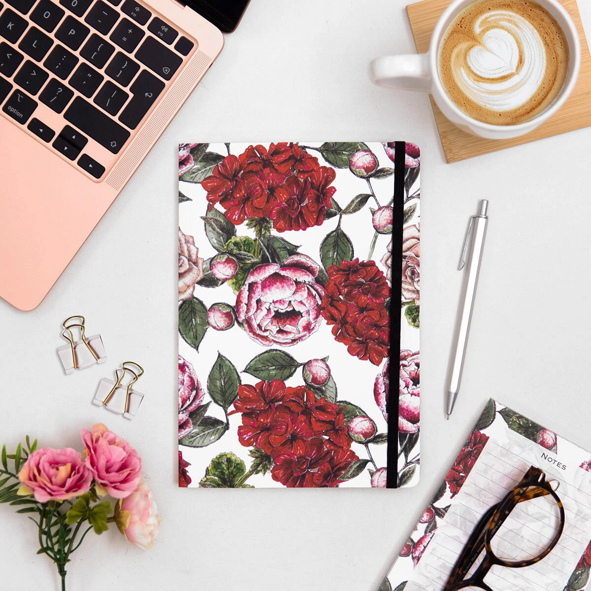 Toasted Crumpet ‘In Full Bloom’ White A5 Lined Notebook 4 Toasted Crumpet ‘In Full Bloom’ White A5 Lined Notebook - Image 2