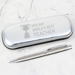 Personalised Teacher Trophy Pen And Box Set -Children's Peripheral Store p010380 personalised teacher trophy pen and box set 3