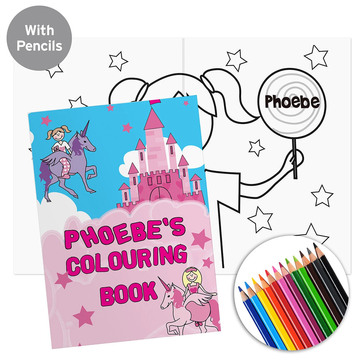 Personalised Princess Colouring Set 3 Personalised Princess Colouring Set
