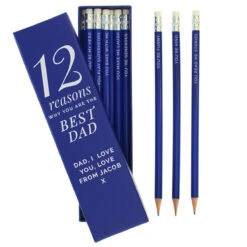 Personalised ‘12 Reasons’ Box And 12 Blue HB Pencils -Children's Peripheral Store p1011e52 personalised 12 reasons box and 12 blue hb pencils 2