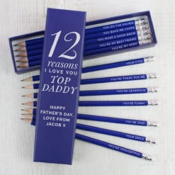 Personalised ‘12 Reasons’ Box And 12 Blue HB Pencils -Children's Peripheral Store p1011e52 personalised 12 reasons box and 12 blue hb pencils 3