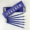 Personalised Best Teacher Ever Box And 12 Blue HB Pencils