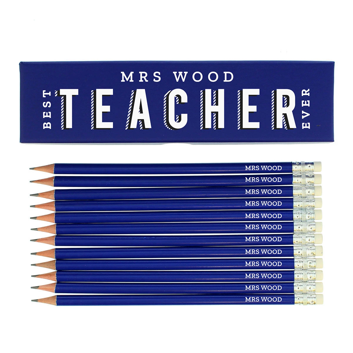Personalised Best Teacher Ever Box And 12 Blue HB Pencils 4 Personalised Best Teacher Ever Box And 12 Blue HB Pencils - Image 2