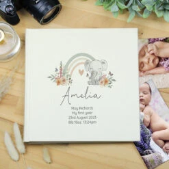 Personalised Floral Elephant Square 6x4 Photo Album -Children's Peripheral Store p1012a66 6