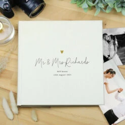 Personalised Gold Heart Couples Square Photo Album -Children's Peripheral Store p1012a74 1