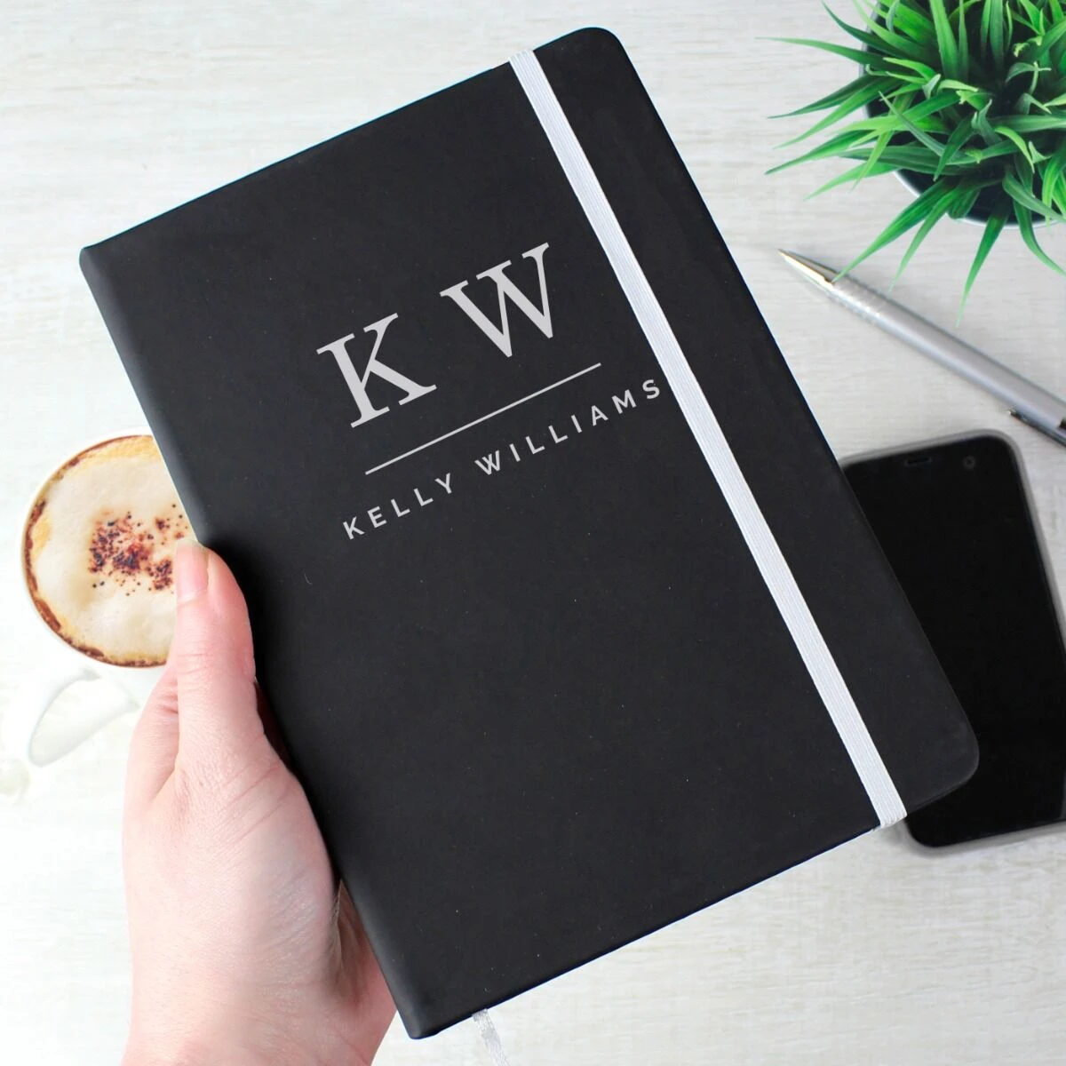 Personalised ‘Initials’ Black Hardback A5 Notebook 7 Personalised ‘Initials’ Black Hardback A5 Notebook - Image 5