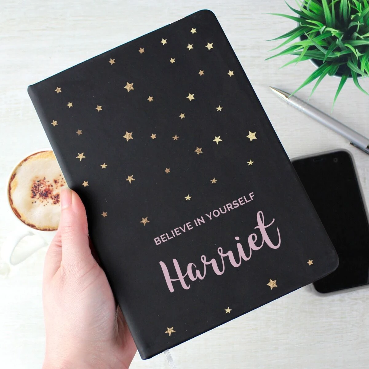 Personalised Starry Black Hardback A5 Notebook 4 Personalised Starry Black Hardback A5 Notebook - Image 2