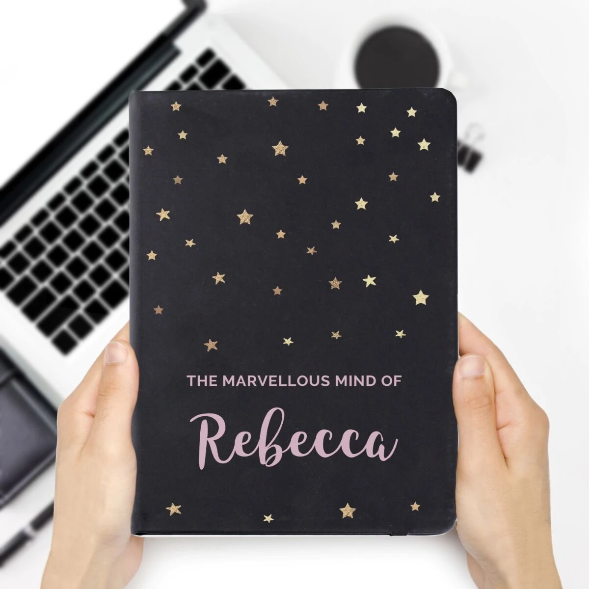 Personalised Starry Black Hardback A5 Notebook 5 Personalised Starry Black Hardback A5 Notebook - Image 3