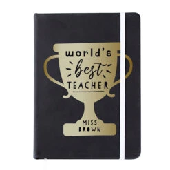 Personalised ‘World’s Best Teacher’ Trophy Black Hardback A5 Notebook -Children's Peripheral Store p1014b86 3