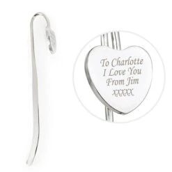Personalised Silver Heart Bookmark 12 Personalised Silver Heart Bookmark -Children's Peripheral Store personalised memento company p0102f30 heart bookmark 5