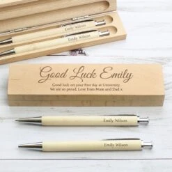 Personalised Wooden Pen And Pencil Box Set -Children's Peripheral Store personalised memento company p0111b25 wooden pen and pencil set 10