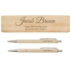 Personalised Wooden Pen And Pencil Box Set -Children's Peripheral Store personalised memento company p0111b25 wooden pen and pencil set 2
