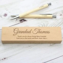 Personalised Wooden Pen And Pencil Box Set -Children's Peripheral Store personalised memento company p0111b25 wooden pen and pencil set 4