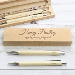 Personalised Wooden Pen And Pencil Box Set -Children's Peripheral Store personalised memento company p0111b25 wooden pen and pencil set 6