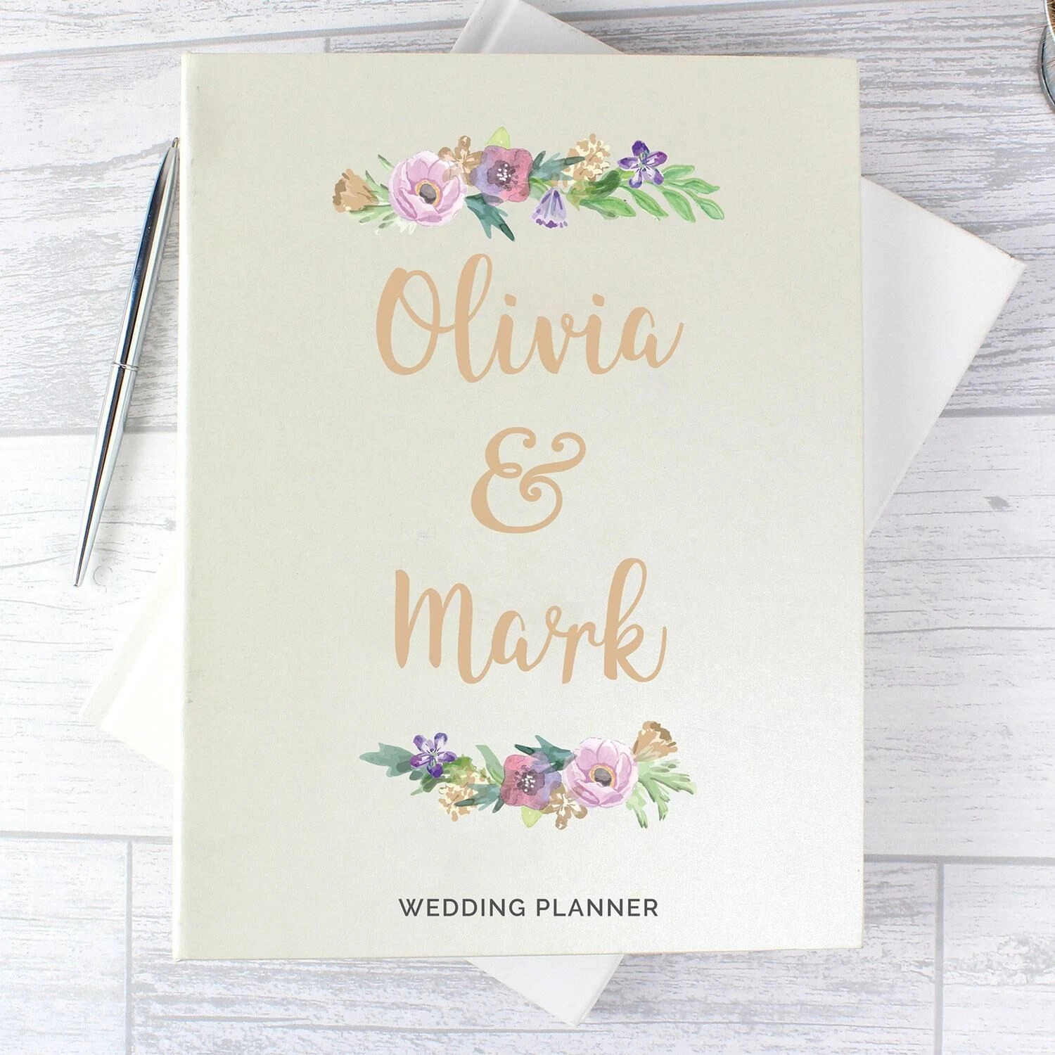 Personalised Floral Watercolour Wedding Planner 3 Personalised Floral Watercolour Wedding Planner