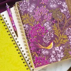 Sara Miller Haveli Garden Plum Songbird Spiral Bound Notebook -Children's Peripheral Store portico sam2158 sara miller haveli garden plum songbird notebook lifestyle 1