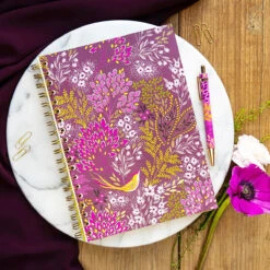 Sara Miller Haveli Garden Plum Songbird Spiral Bound Notebook -Children's Peripheral Store portico sam2158 sara miller haveli garden plum songbird notebook lifestyle 3