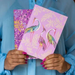 Sara Miller Haveli Garden Dancing Cranes A5 Fabric Journal -Children's Peripheral Store portico sam2159 sara miller haveli garden dancing cranes a5 fabric journal lifestyle 1