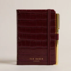 Ted Baker ETTAAY Deep Purple Croc Mini Notebook And Pen