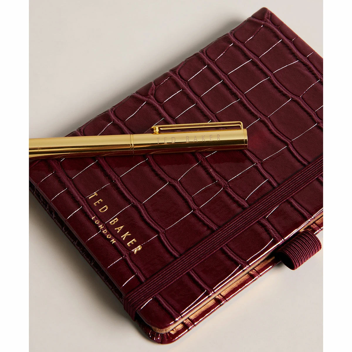 Ted Baker ETTAAY Deep Purple Croc Mini Notebook And Pen 4 Ted Baker ETTAAY Deep Purple Croc Mini Notebook And Pen - Image 2